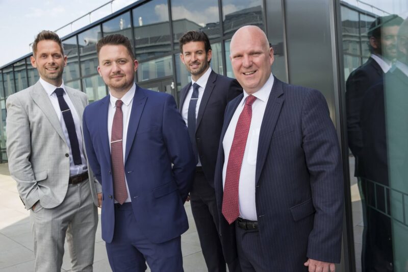 Part of the Project and Cost Management: (From left) James Gundy, Alex Leighton and Alex McCusker with Phil Jardine. Pic credit Huw John, Cardiff.